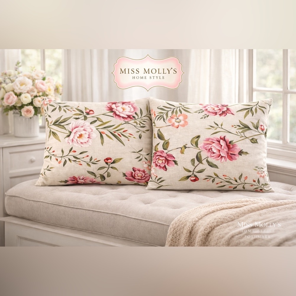 Southern Living King Size Pillowcases Set of 2 Floral Cottage Cotton Farmhouse